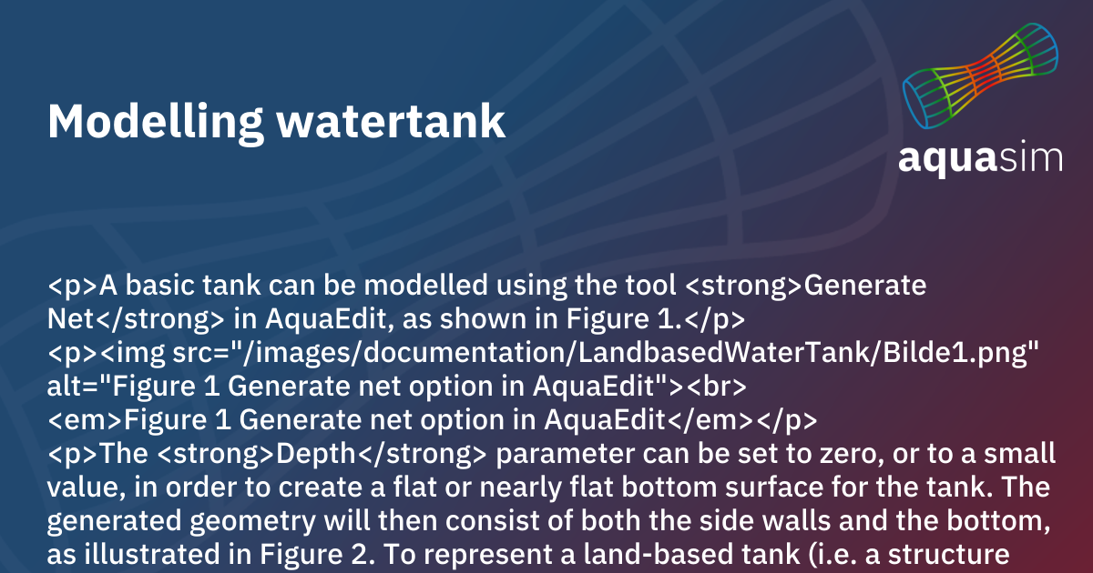Water Tank Simulation Design Module Modelling watertank | AquaSim