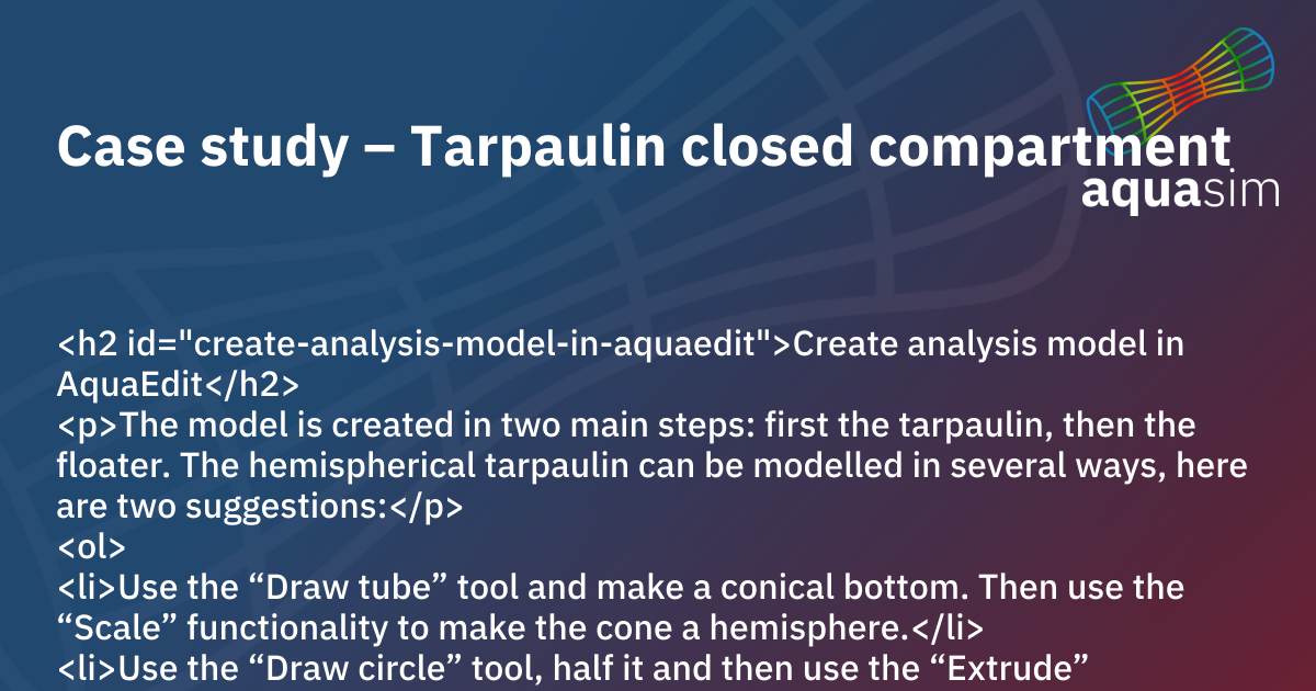 Case study – Tarpaulin closed compartment | AquaSim