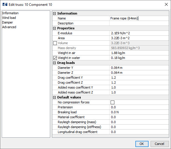 component menu properties