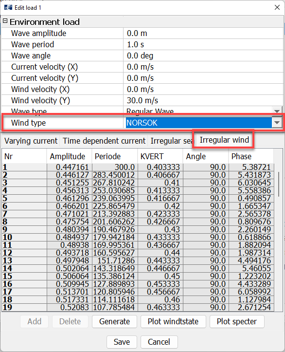 Edit load irregular wind