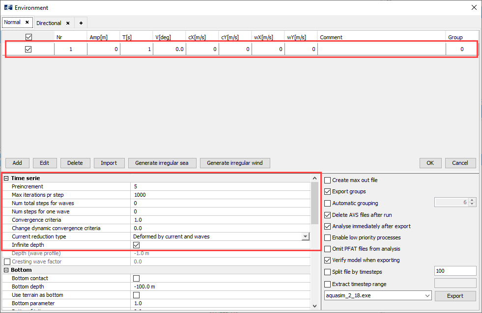 Export menu