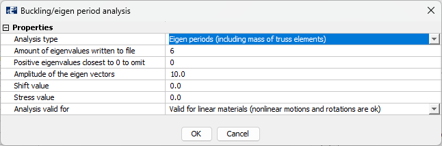 Buckling/eigen period analysis properties