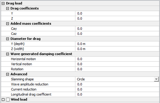 Figure 7.2 Properties of “Beam” elements in frame.