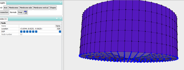 Figure 7 Fixed boundary conditions at tank bottom