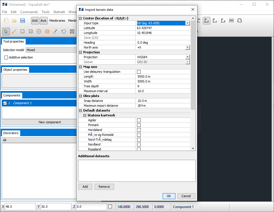 Figure 1 - The terrain import dialog