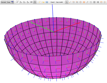 Figure 10 Membrane panel normal, normal direction is the blue line