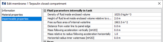 Figure 14 Parameters for defining fluid inside the closed compartment
