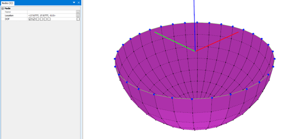 Figure 16 Nodes in top are restrained in x- and y-direction