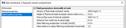 Figure 27 Input for case with fresh water