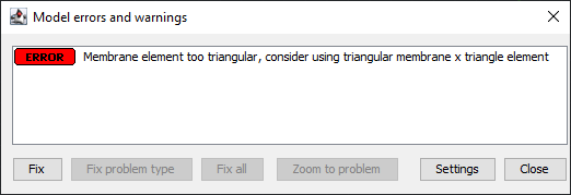 Membrane element too triangular error message