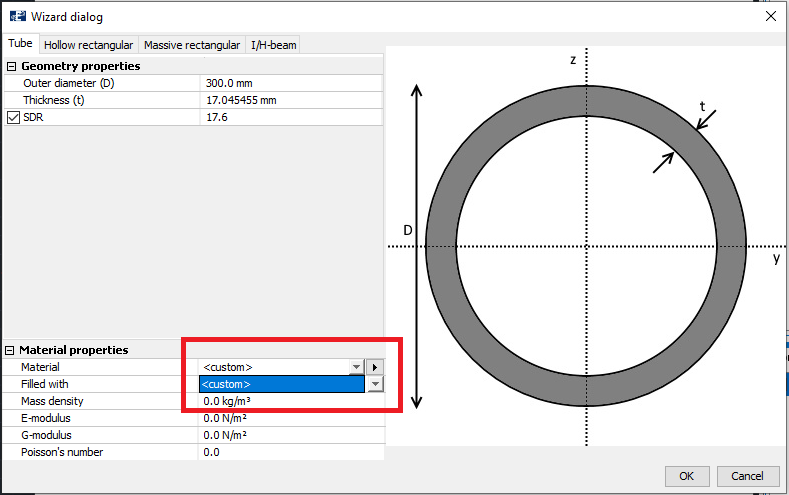 Materials dialog