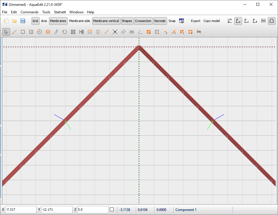 Lines mirrored about y axis with mirrored normals